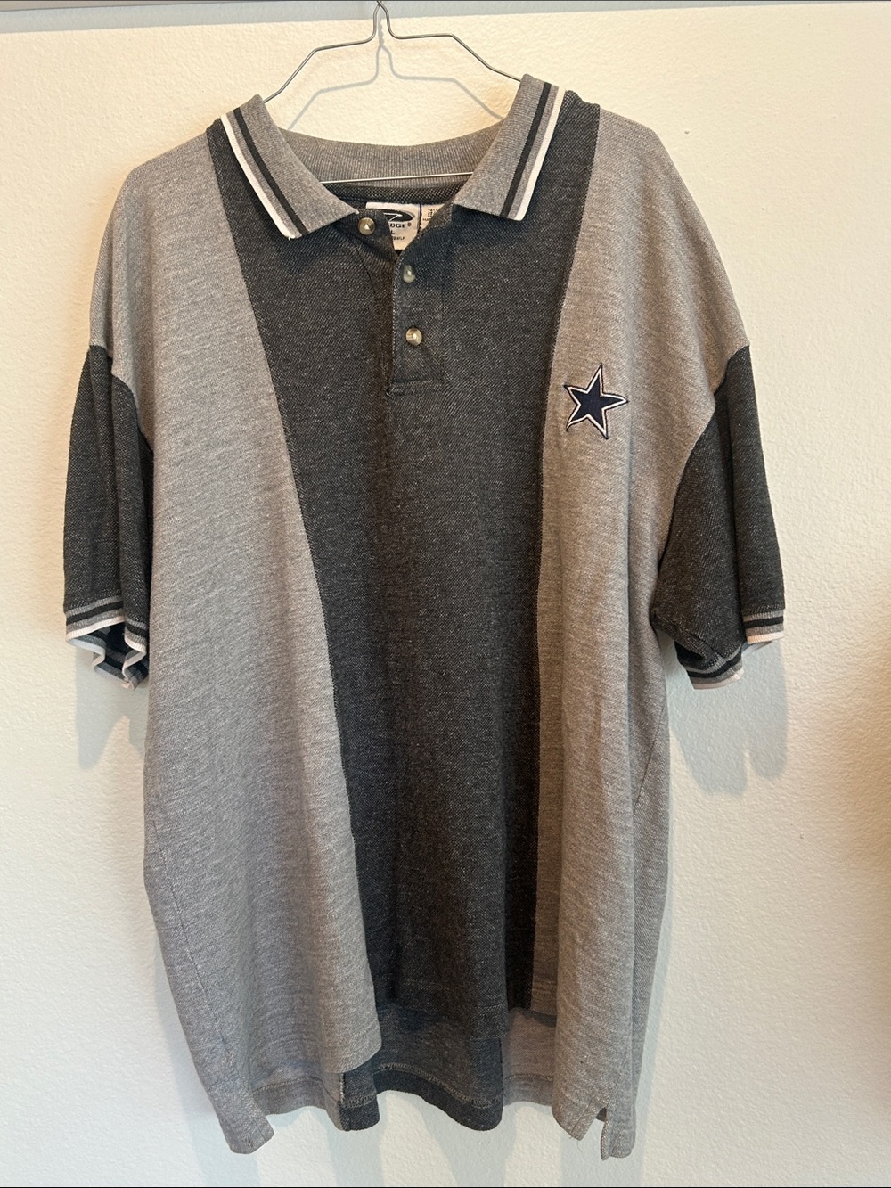 Men's Two-Tone Grey Stripe Polo NFL Cowboys Vintage 1999